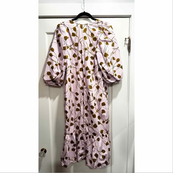 A New Day Pink Purple Floral Puff Sleeve Ruffle Midi Dress Tiered Spring Easter - Picture 4 of 11